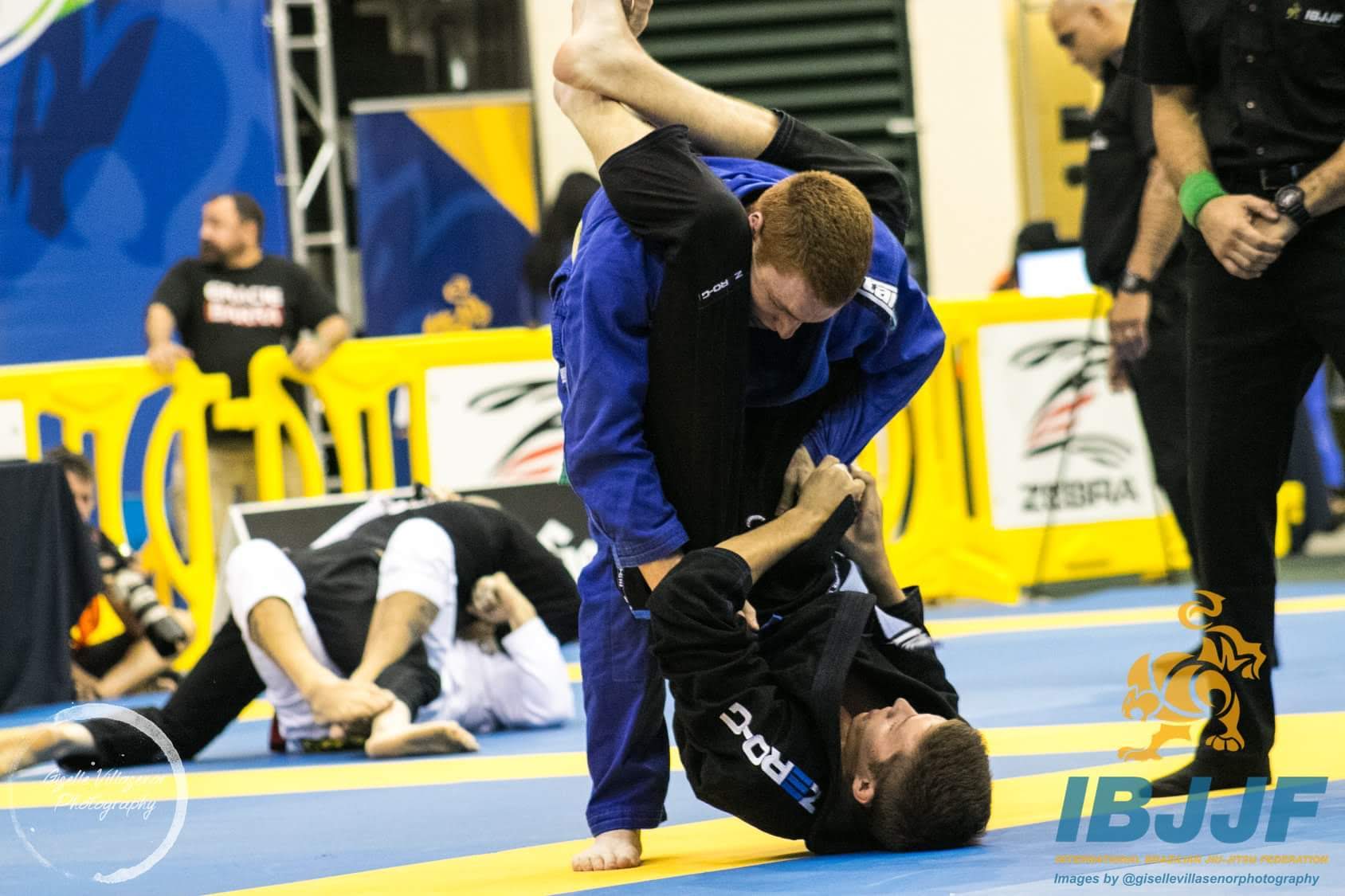 Triangle choke in a brazilian jiu jitsu competition