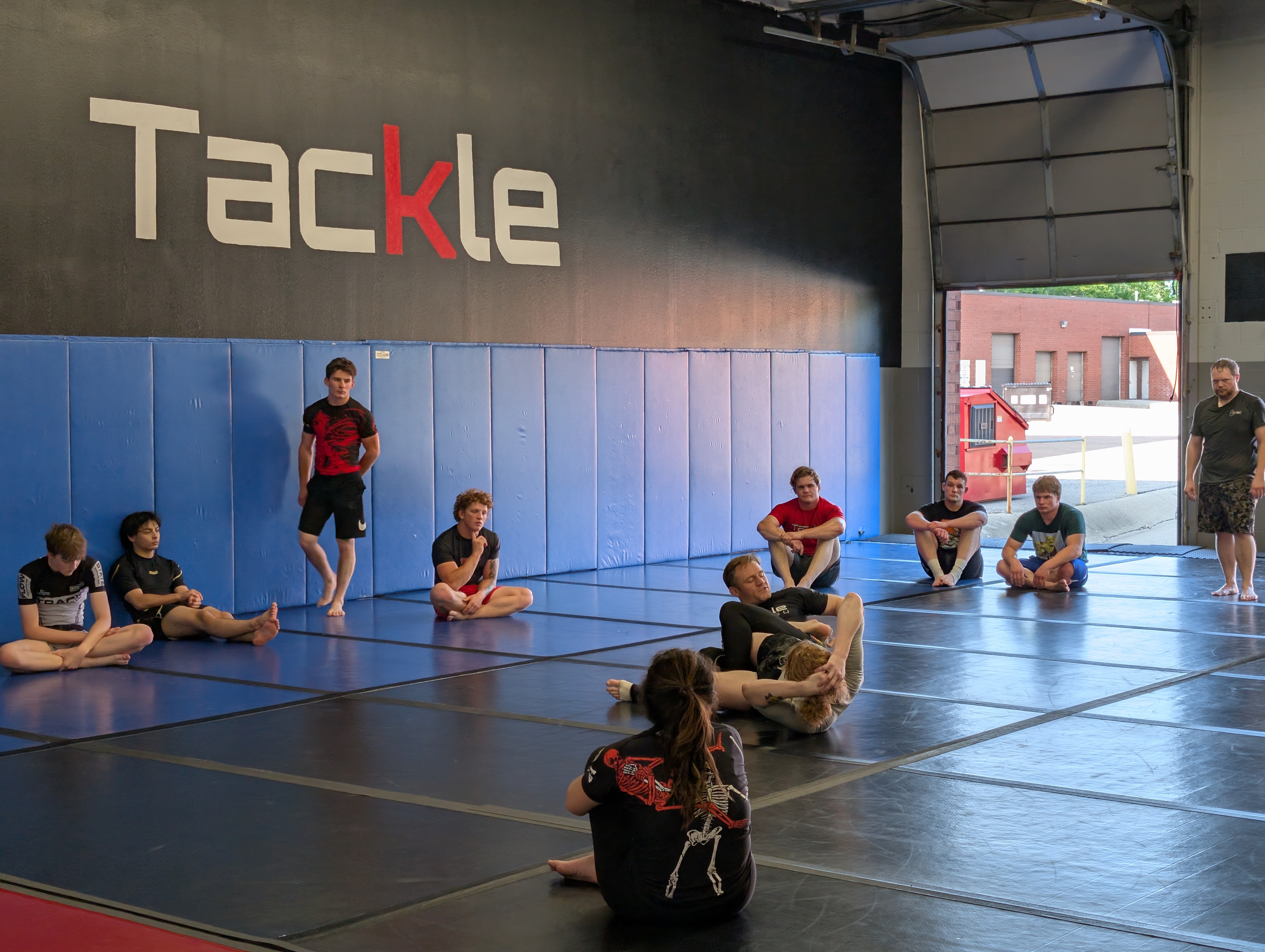 A no-gi jiu jitsu class at Tackle Jiu Jitsu