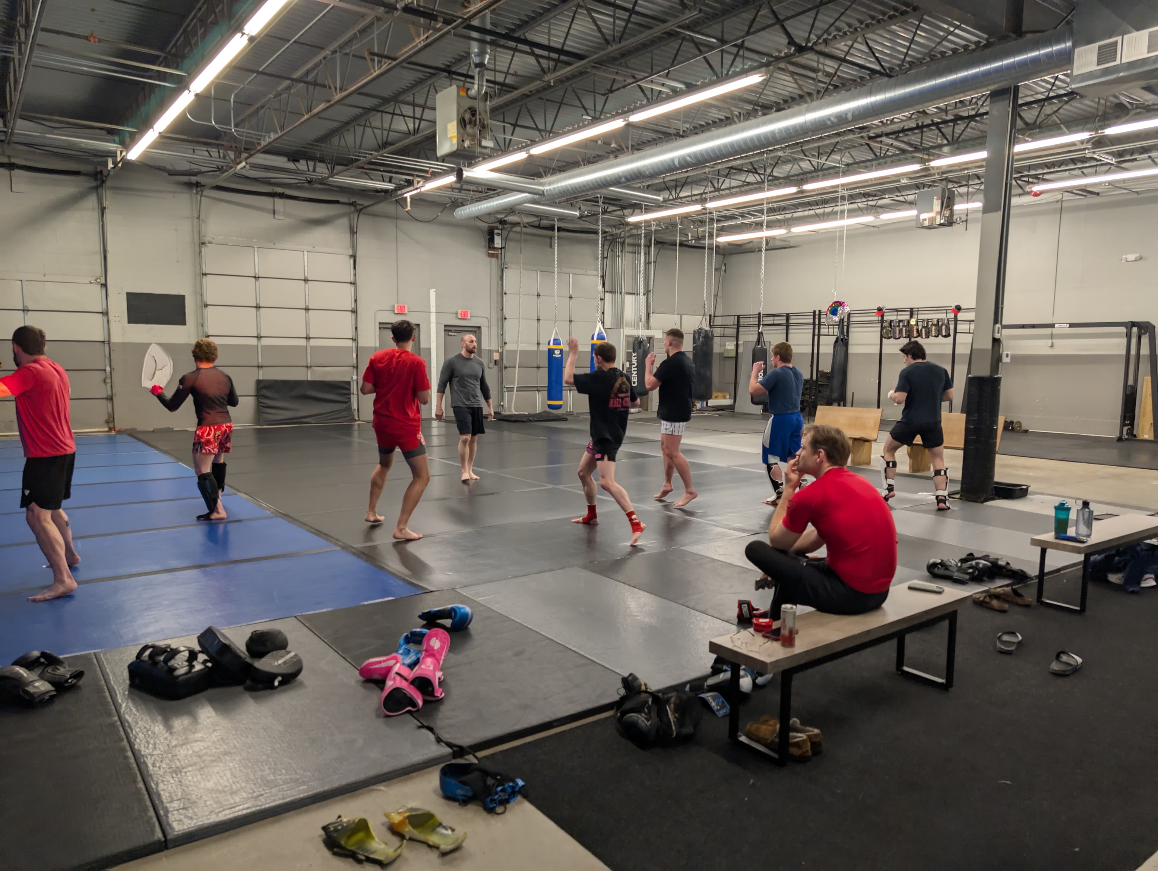 A picture of a kickboxing class at Tackle Jiu Jitsu in Middleburg Heights, Ohio